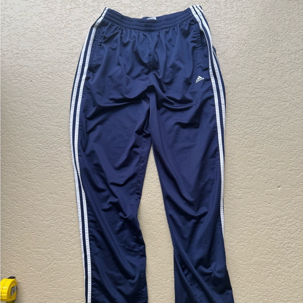Adidas Navy Track Pants with White Stripes​